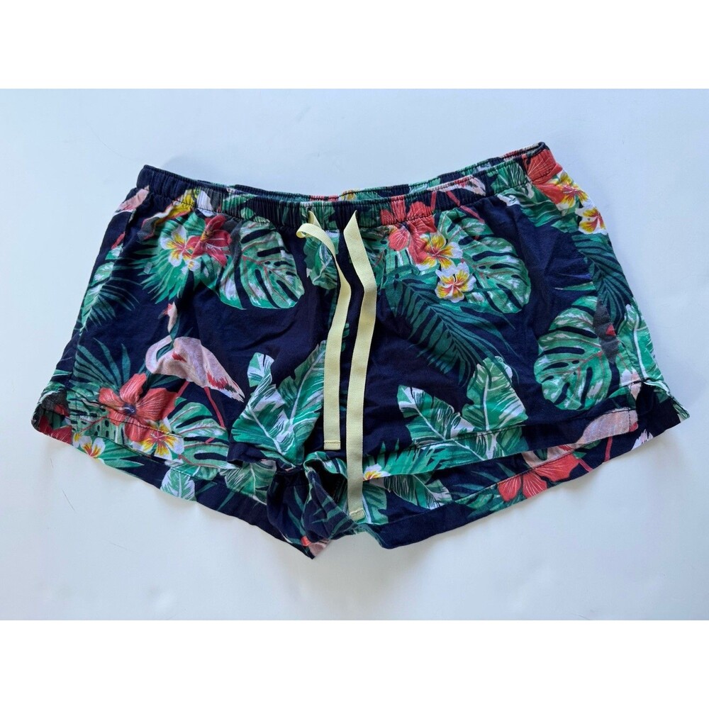 Old Navy Women's Lounge PJ Shorts Sz S Navy Flamingo Print Blue tropical Cotton